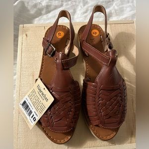 HUARACHES BY BEARPAW Women’s Brown LEATHER GLORIA STRAP SANDALS SIZE 10